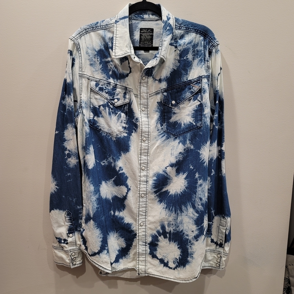Sz XXL Cult of Individuality Front Snap Closure Tie Dye Shirt